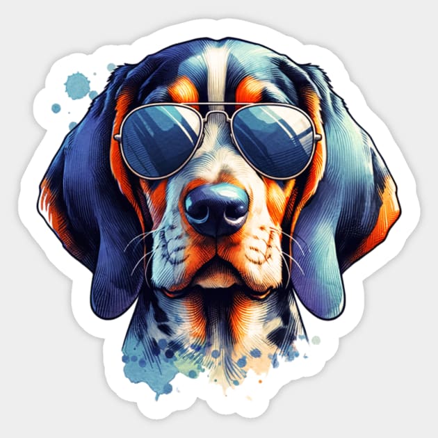 Bluetick Coonhound Sticker by The Jumping Cart